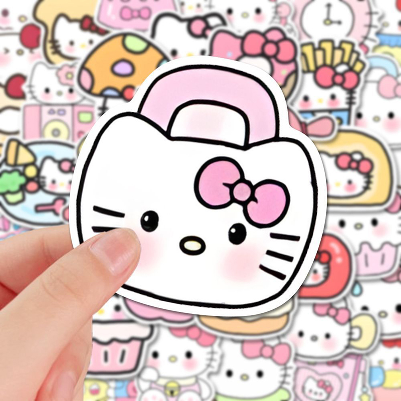 100PCS Sanrio Series Hello Kitty Stickers Cute Multi-purpose DIY Stickers Waterproof Decorative Refrigerator Computer StickerNIUMAO. 