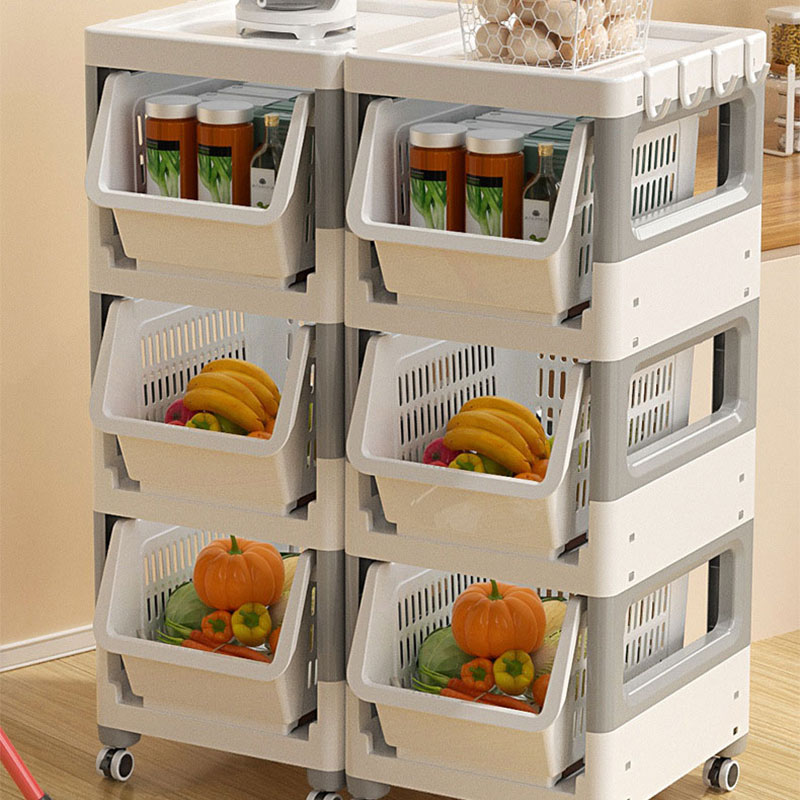 Foldable kitchen storage rack Floor multilayer microwave multifunctional storage cabinet Vegetable pot storage rack