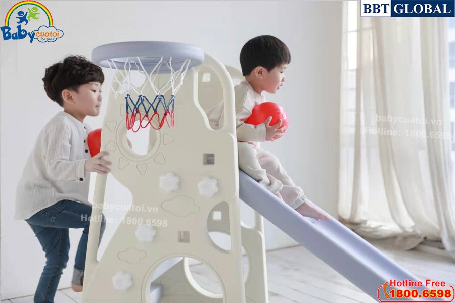 Cầu trượt Hàn Quốc có ném bóng rổ BBT Global CHD100 - cầu trượt cho bé
