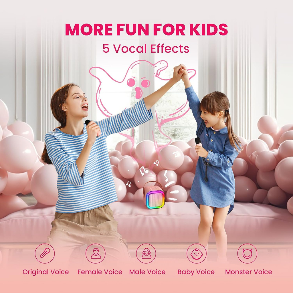 Mini Karaoke bluetooth speaker Wireless Microphone portable Speaker 3D Stereo Amplifier with two Mic