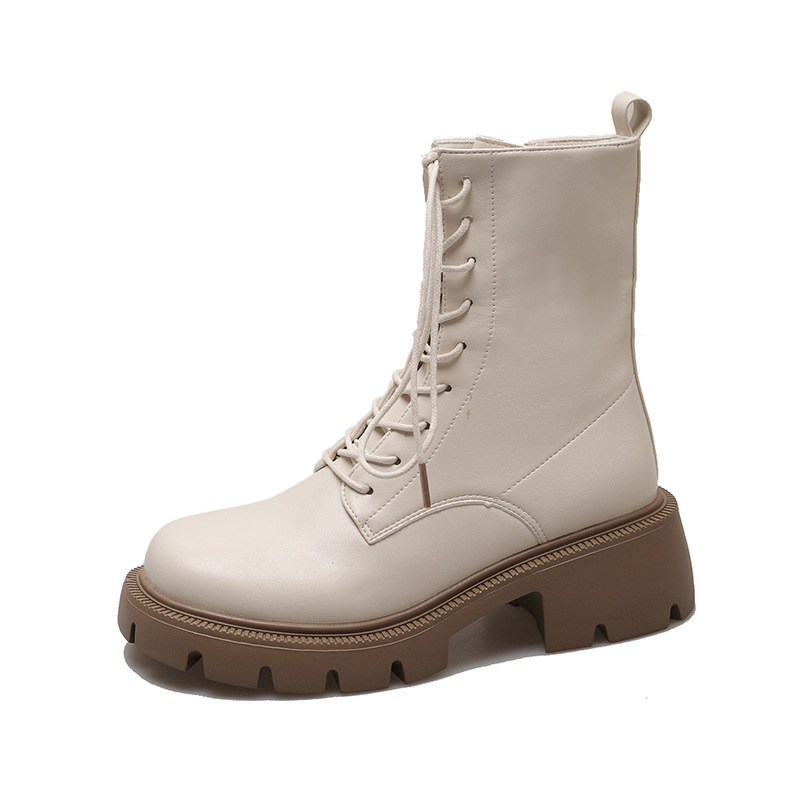 RENBEN Martin boots thick-soled medium single boots British style Chelsea fashion short boots children