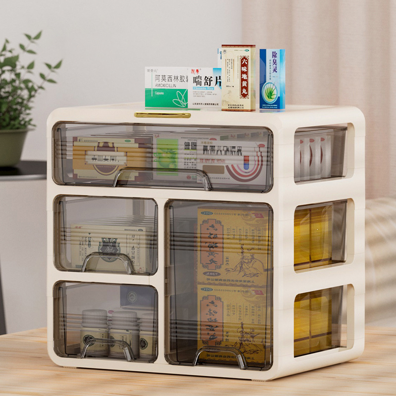 Transparent drawer type medicine box Large capacity desktop storage box Home student dormitory medicine multi-layer medical box