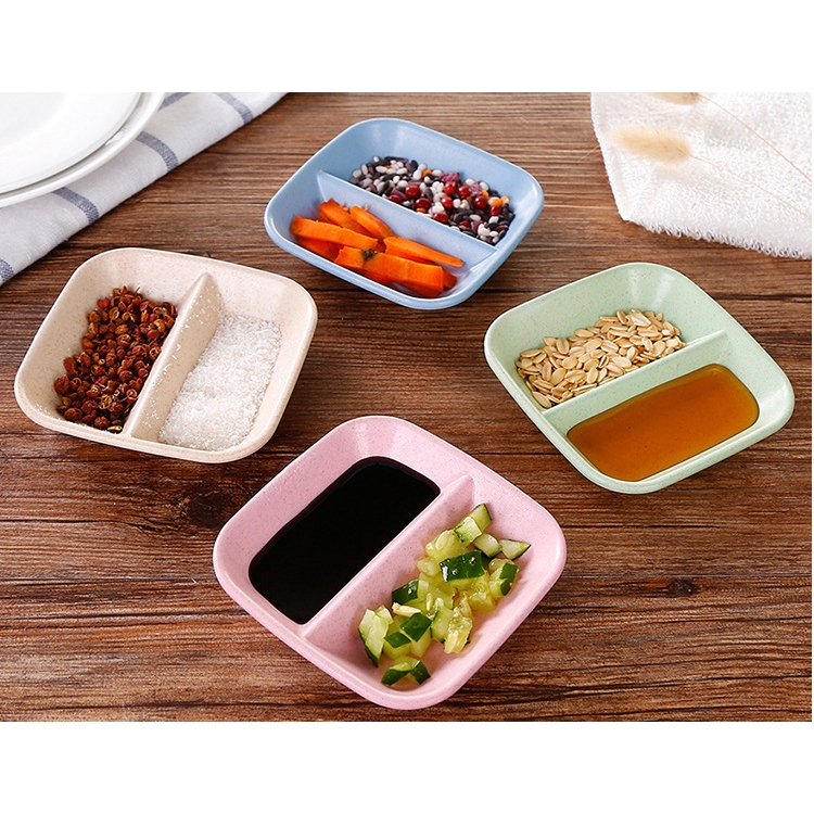 Chén Đựng Gia Vị Nước Chấm 2 Ngăn Chất Liệu Lúa Mạch