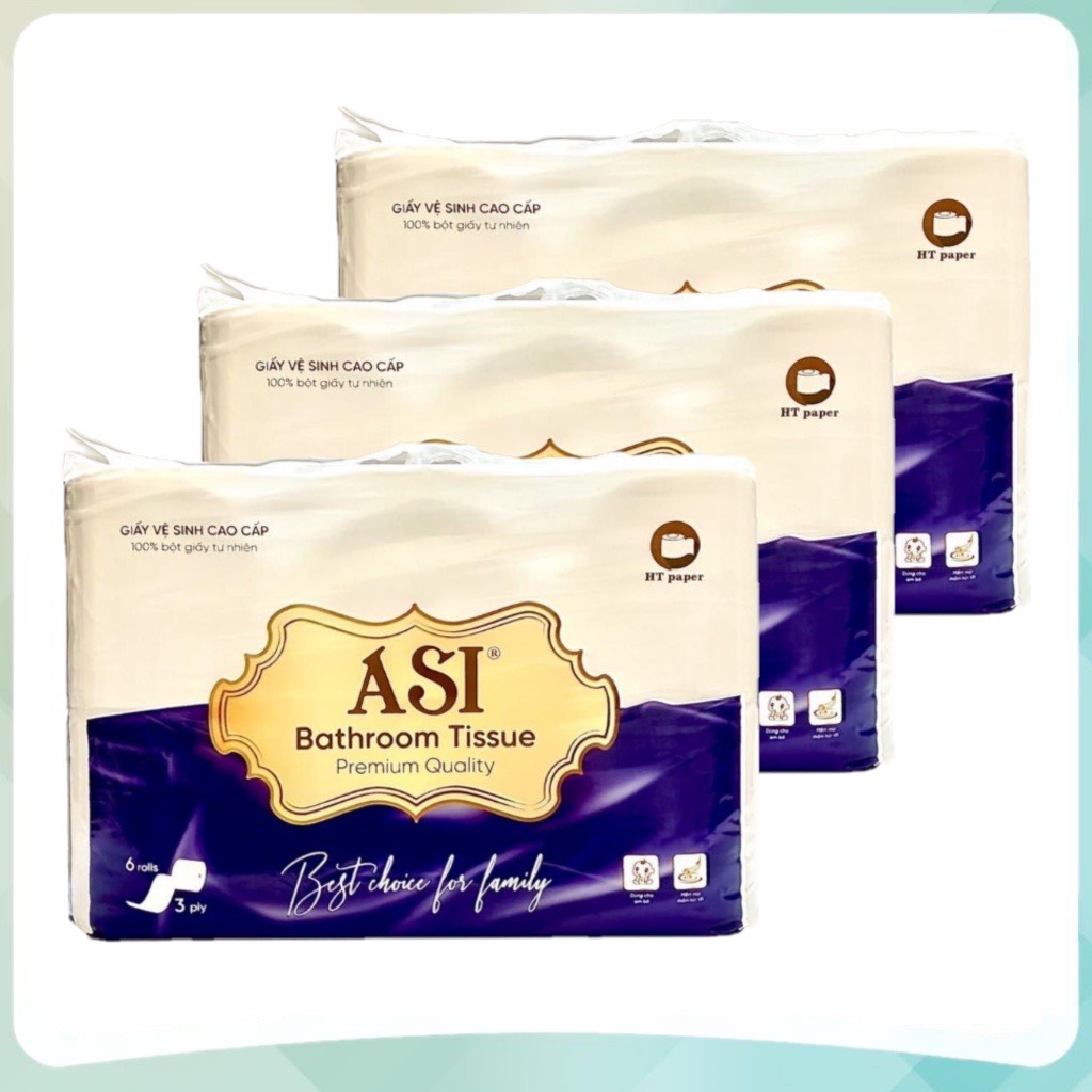 [GIAO NHANH] COMBO 3 bịch Giấy vệ sinh 6 cuộn Asi - HTpaper
