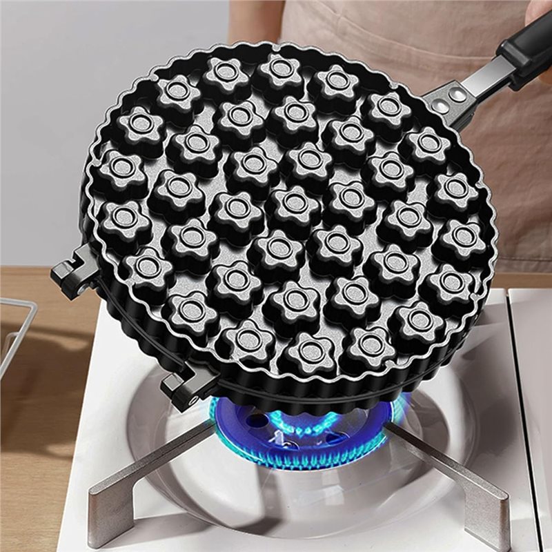 Aluminum Alloy Bubble , Nonstick Double Side Flower Pattern Egg Waffler Iron, Ice Cream Cone Maker.