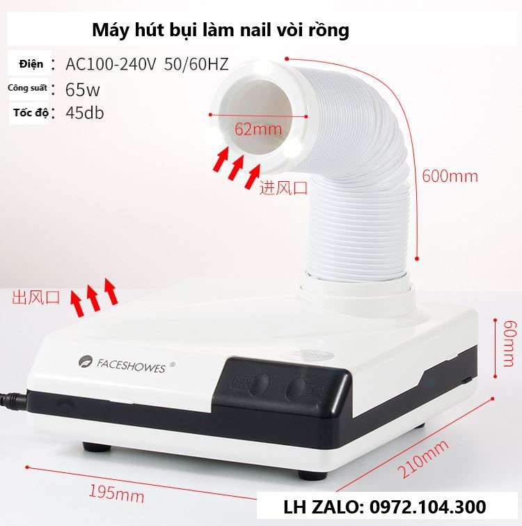 máy hút bụi làm nail vòi rồng