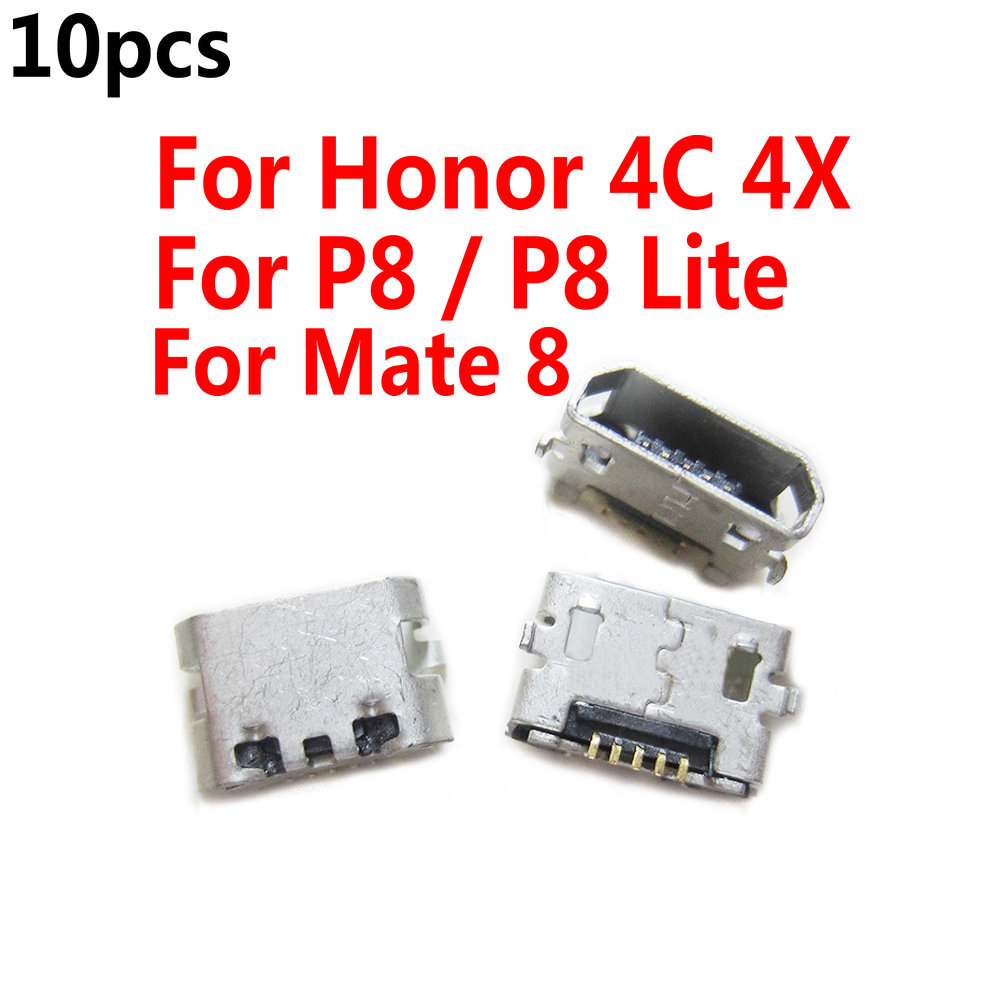 10-100pcs new micro usb plug charging port connector socket for huawei honor 4x 4c for p8 lite mate 8