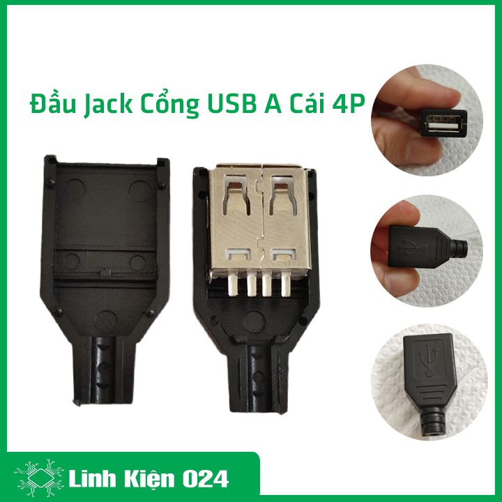 Đầu jack cổng usb a cái 4p kèm vỏ