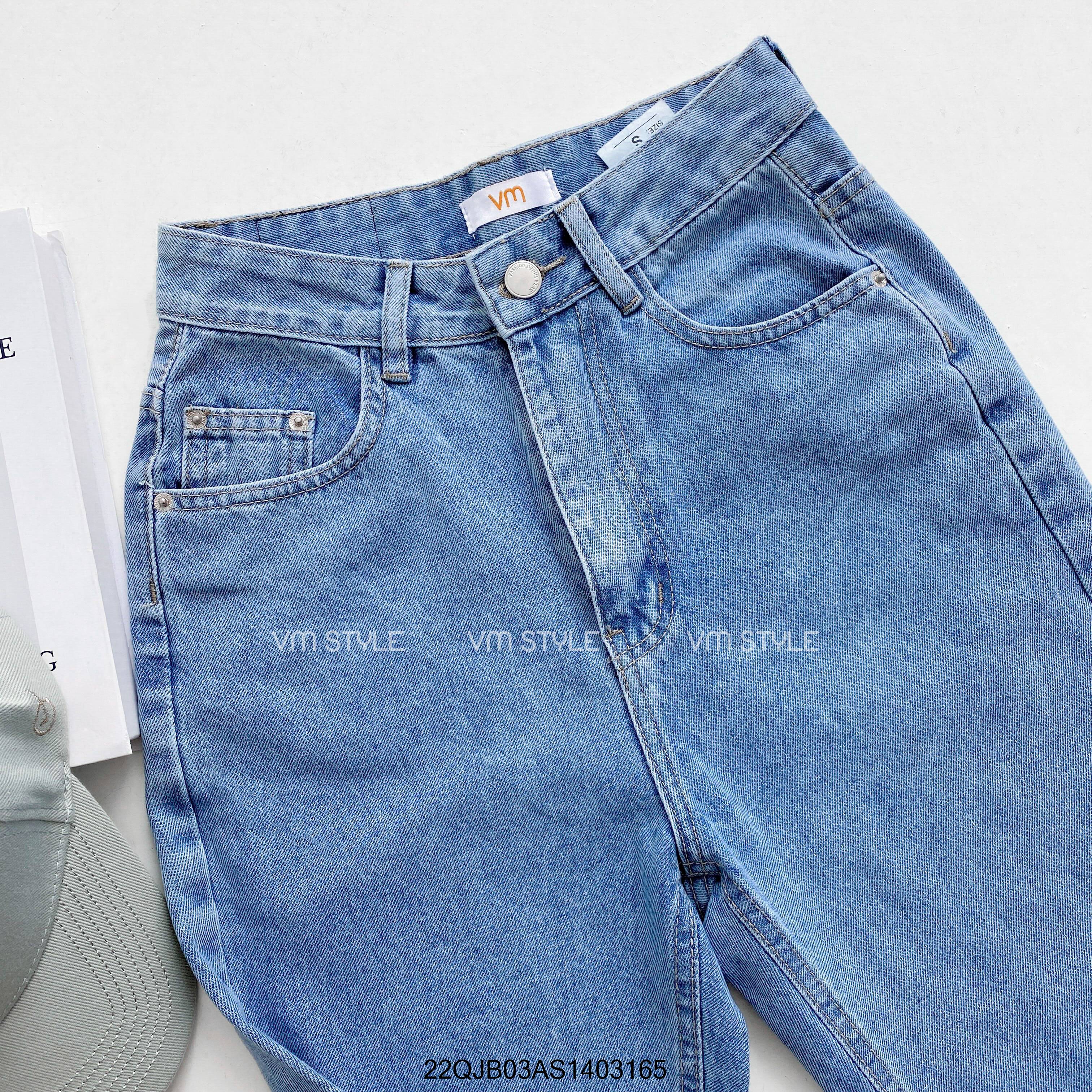 Quần jeans baggy trơn VM STYLE QJB00006 túi nhỏ nữ Đ64 , quần bò lưng cao form đi học ulzzang nữ