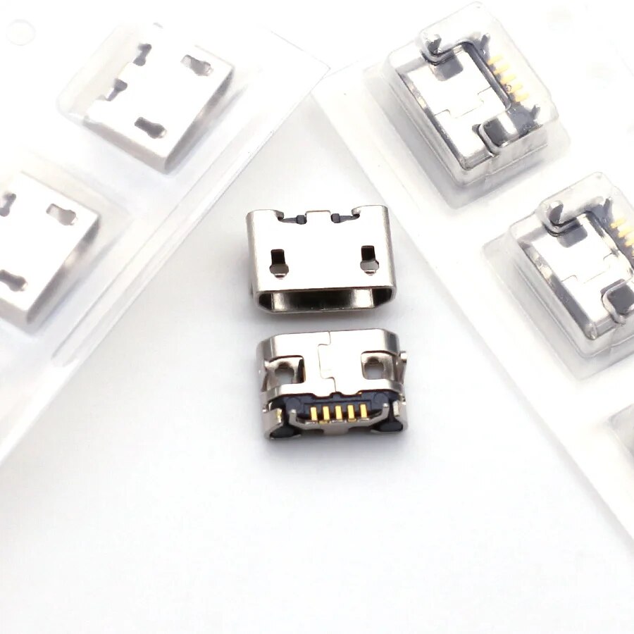 100pcs Micro USB 5pin no side Ox horn female usb socket Flat mouth four legs socket mini usb connector. 