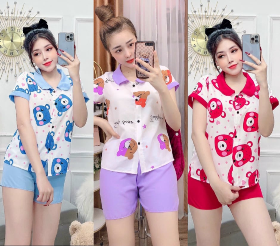 Bộ pijama kate mềm, quần đùi