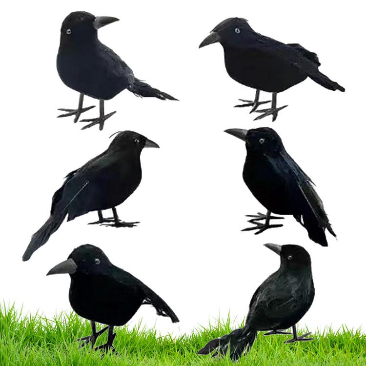 Halloween Black Crows 6Pcs Versatile Decorative Foam Ravens ...