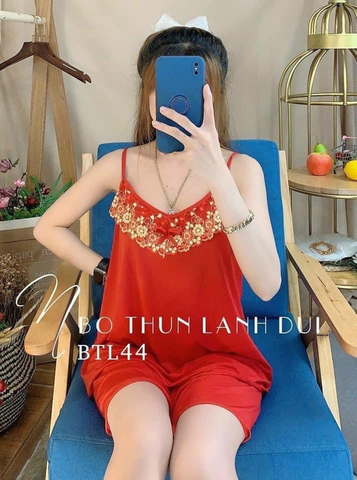 Đồ bộ thun lạnh 2 dây phối ren hoa siêu xinh