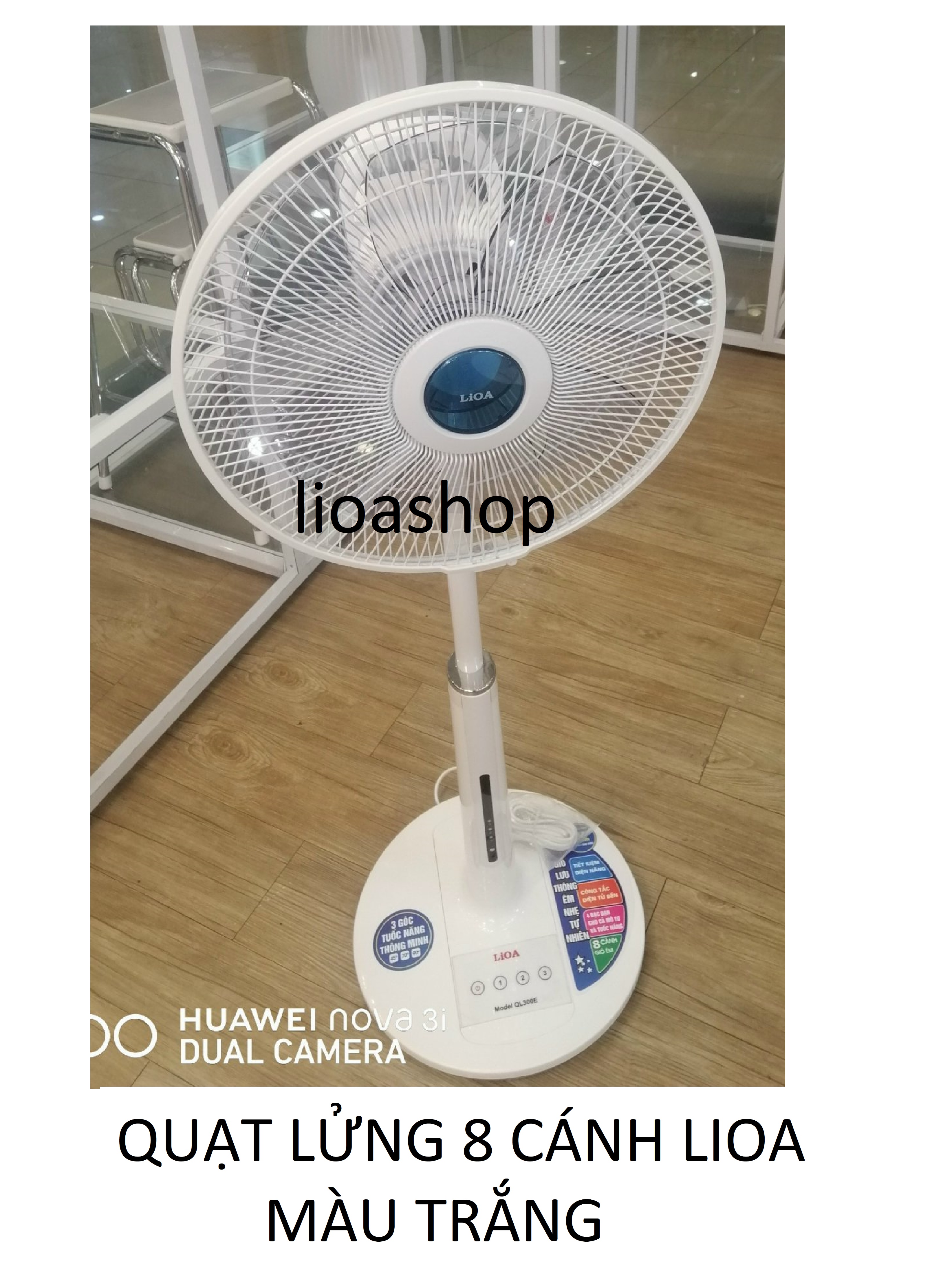 QUẠT LỬNG 8 CÁNH LiOA MÀU TRẮNG .