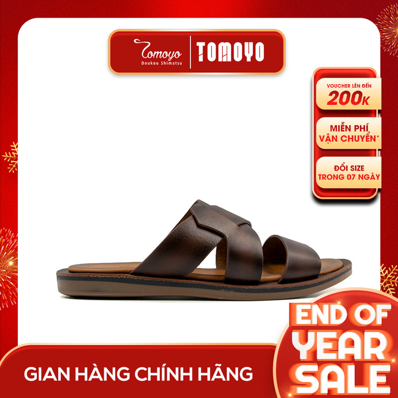 SIÊU SALE 7.7 | Giảm 30% đơn 199k - DÉP NAM THỦ CÔNG DA BÒ CAO CẤP TOMOYO TMD10402