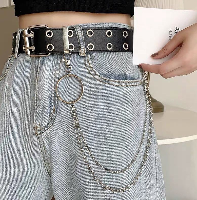 Thắt lưng nữ khóa vuông hai oze (Tặng kèm dây xích) A423