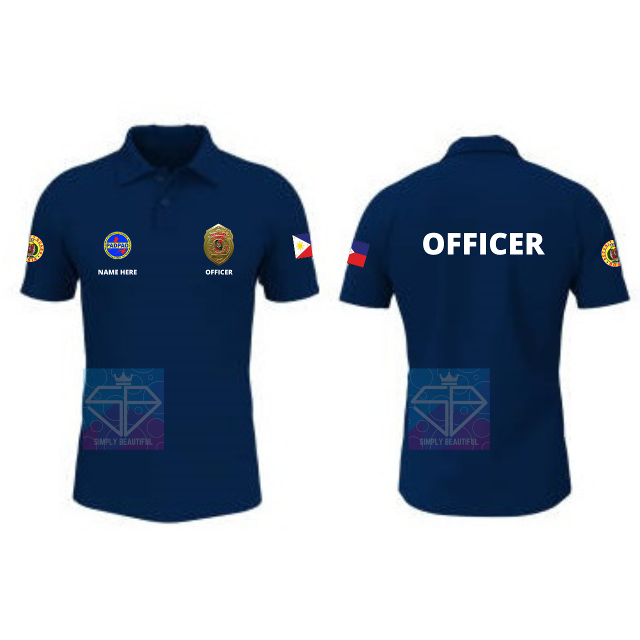 Security Guard And Officer Printed In Navy Blue Polo Shirt (not 