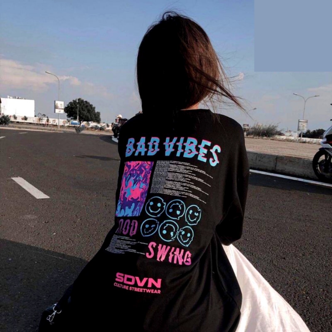Áo thun áo phông BAD VIBES BA VÌ (in 2 mặt) - Áo phông form rộng tay lỡ phong cách Hàn Quốc phù hợp cả nam nữ cặp đôi - Tokyo shop (Video thật)
