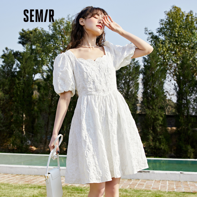 Semir Dress Women Bow Flower Petal Collar Korean Version 2024 Summer New Pure Desire Texture Short Dresses Fairy