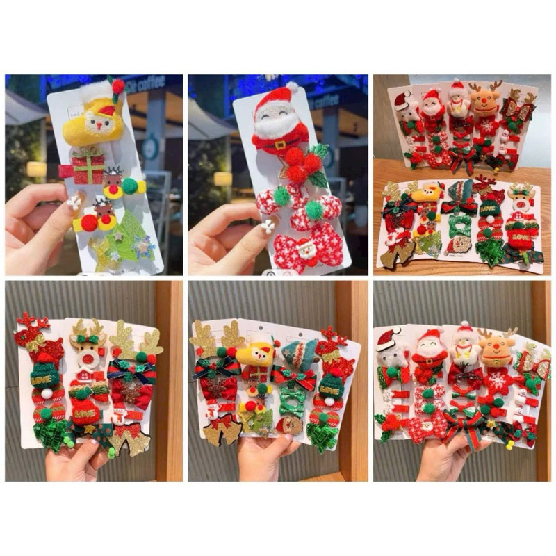 Set 5 kẹp tóc, kẹp mái noel mới 2023, phụ kiện tóc, quà tặng giáng sinh xinh xắn
