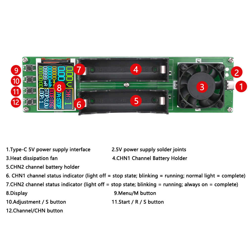 Dipprun Màn hình hiển thị kỹ thuật số dung lượng pin nội Bộ Máy đo điện trở Lithium pin thiết bị dò điện mô-đun 18650 kiểm tra pin