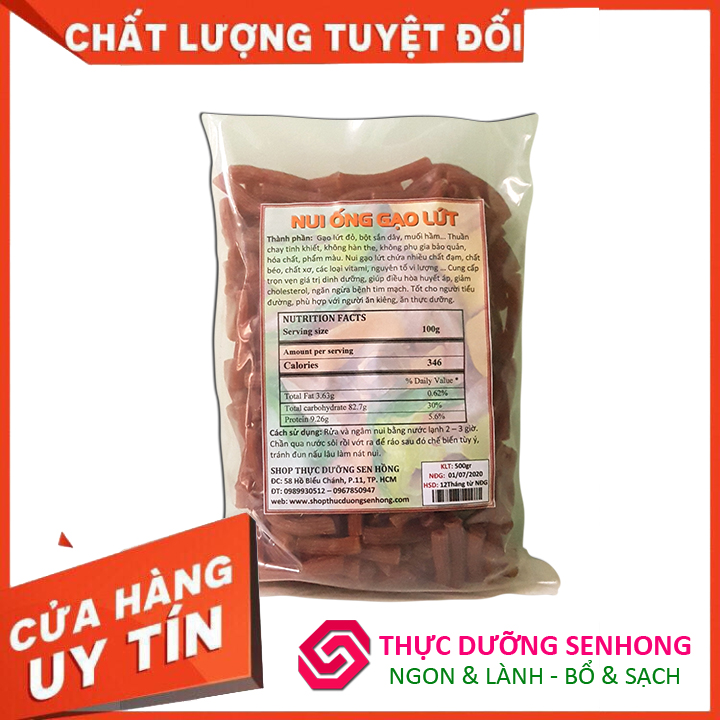 Nui gạo lứt (500gr) Nui ngắn gao lut