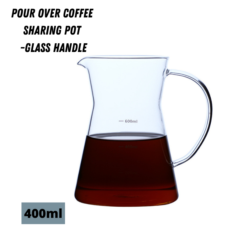 [Ready Stock] 400ml Hand pour over Glass coffee pot Coffee sharing pot