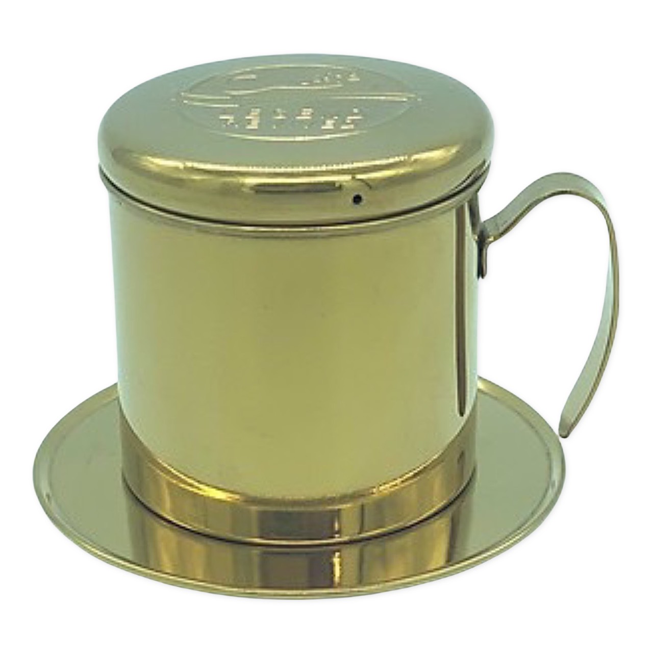 Phin pha cà phê Inox - Vàng Logo Con Chồn ( Phin cao cấp nắp vặn)