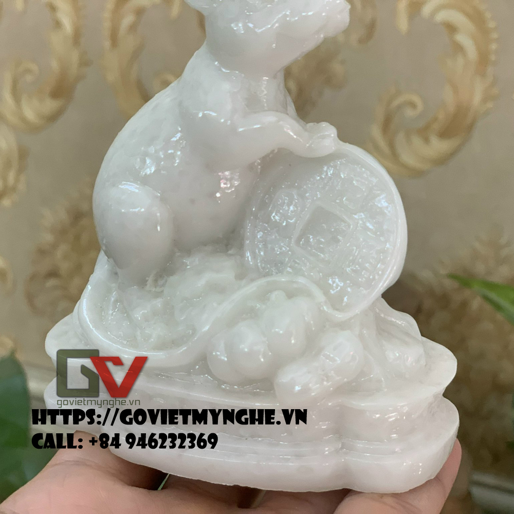 [HCMC] Feng Shui mouse statue-11cm height-composite stone-aqua green