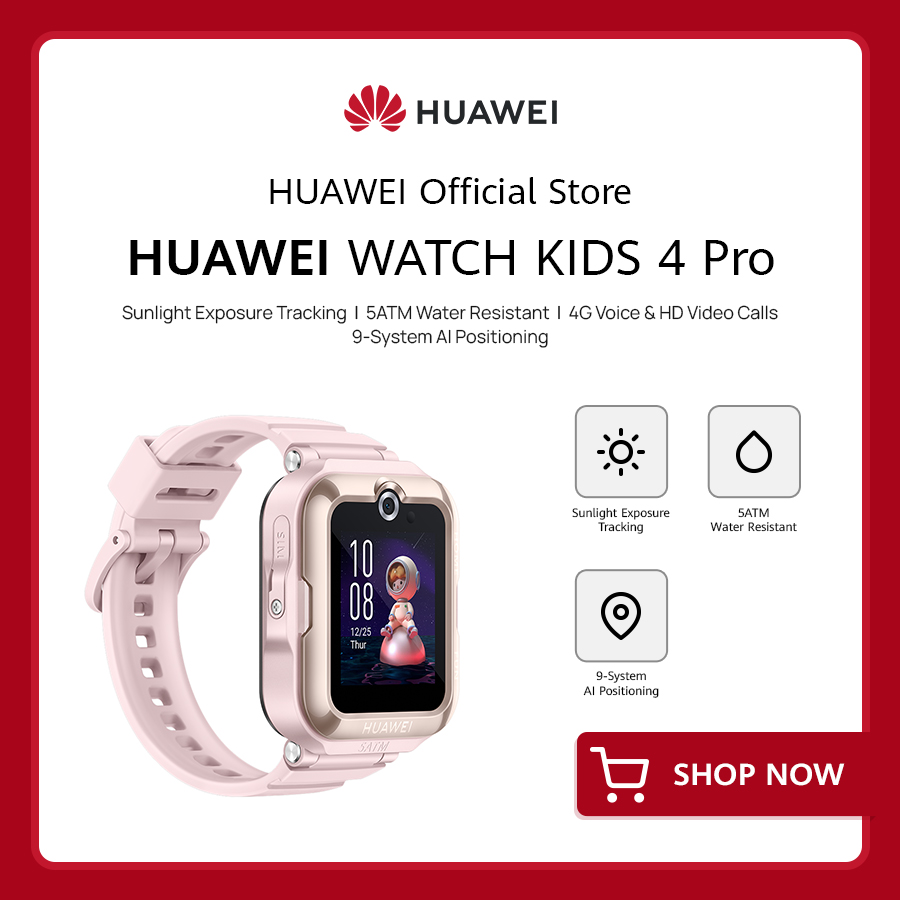 HUAWEI WATCH KIDS 4 Pro Smartwatch | 9-System AI Positioning | 4G Voice \u0026  HD Video Calls | 5ATM Water Resistant | Night LED Light Guard | Lazada PH