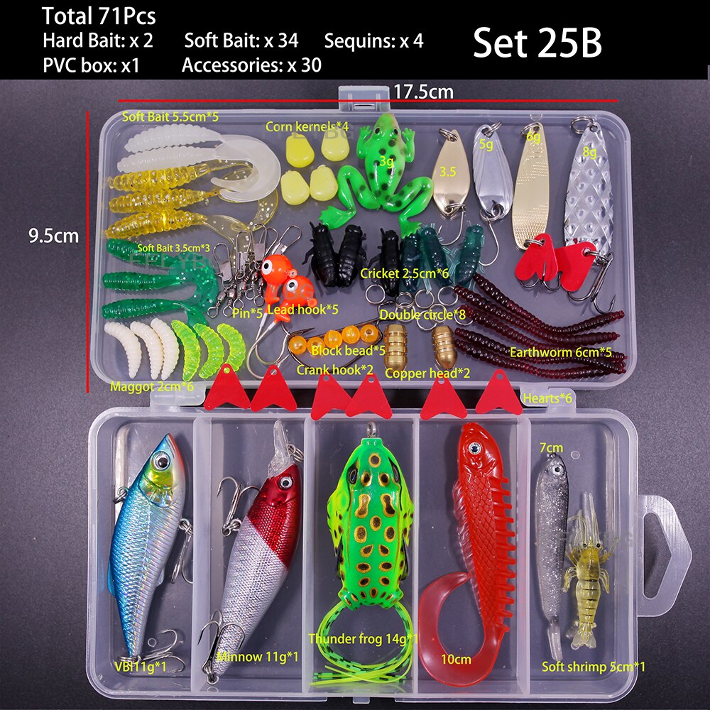 FFLYBG New Mixed Fishing Lure Set Soft and Hard Bait Kit Minnow