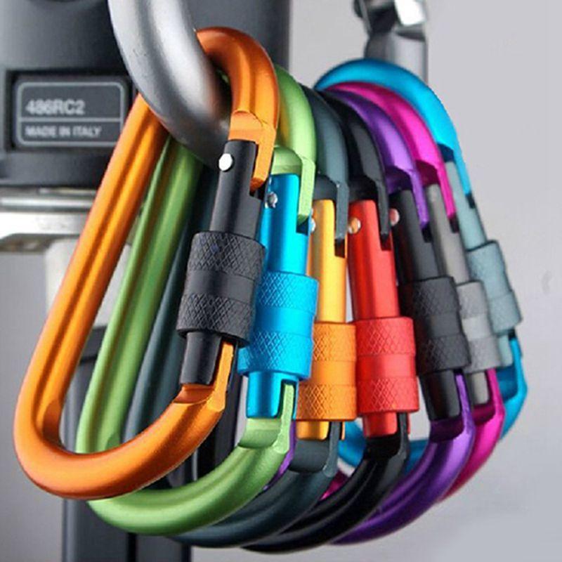 Lot of 5 D-Ring Aluminum Carabiner Keyring Chain Snap Hook Clip Camping Keychain