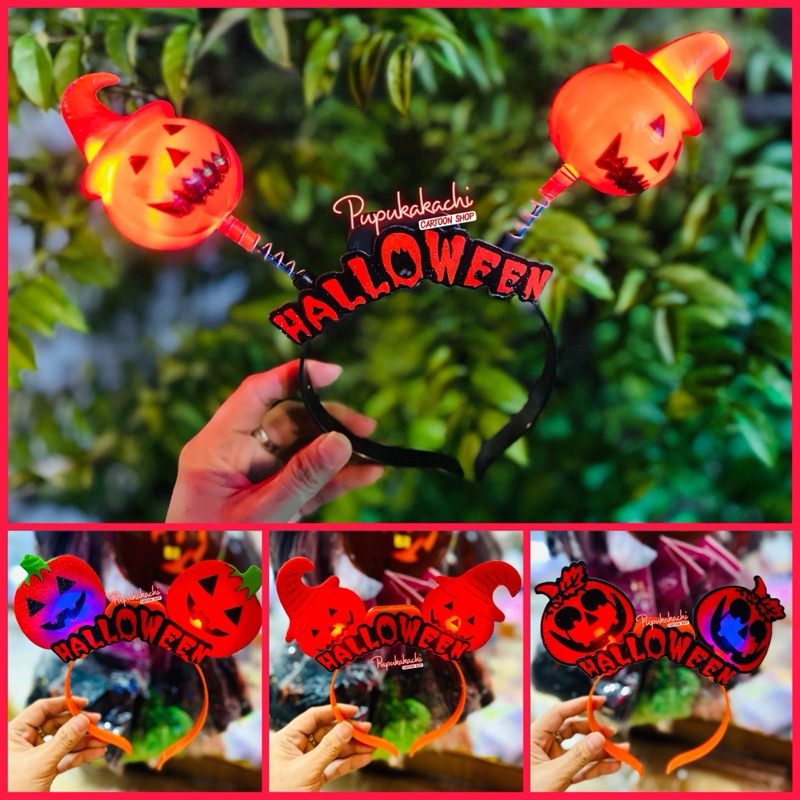 Cài Tóc Bí Ngô Halloween Có Đèn Led Thay Đổi Màu