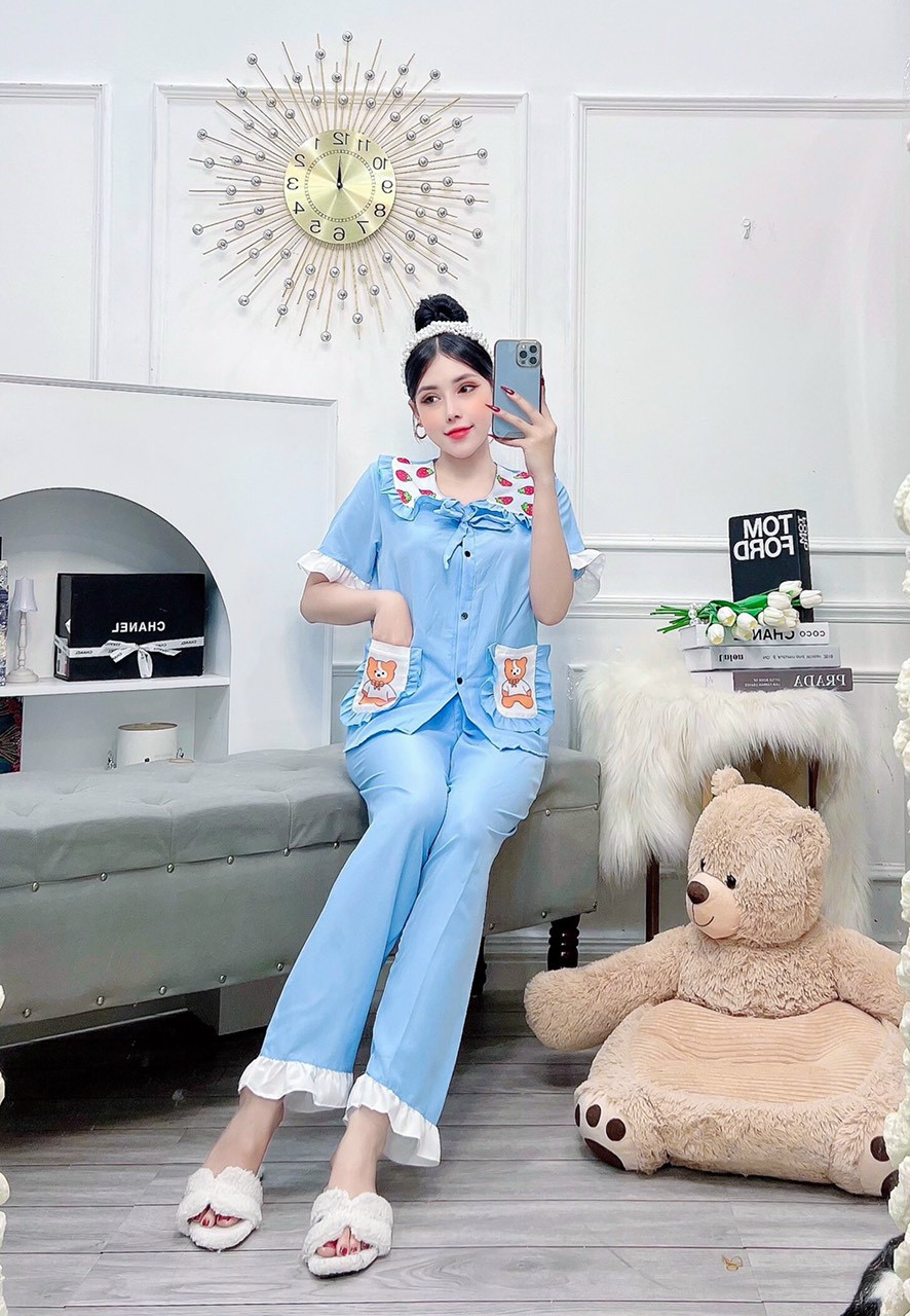 Đồ bộ nữ, set pijama dài tay ngắn chất kate lụa mềm mại freesize dưới 55kg