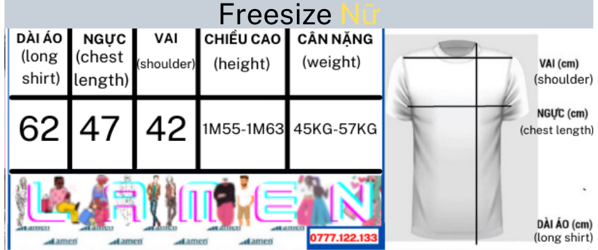 Áo Thun Phông Nữ Freesize 57kg