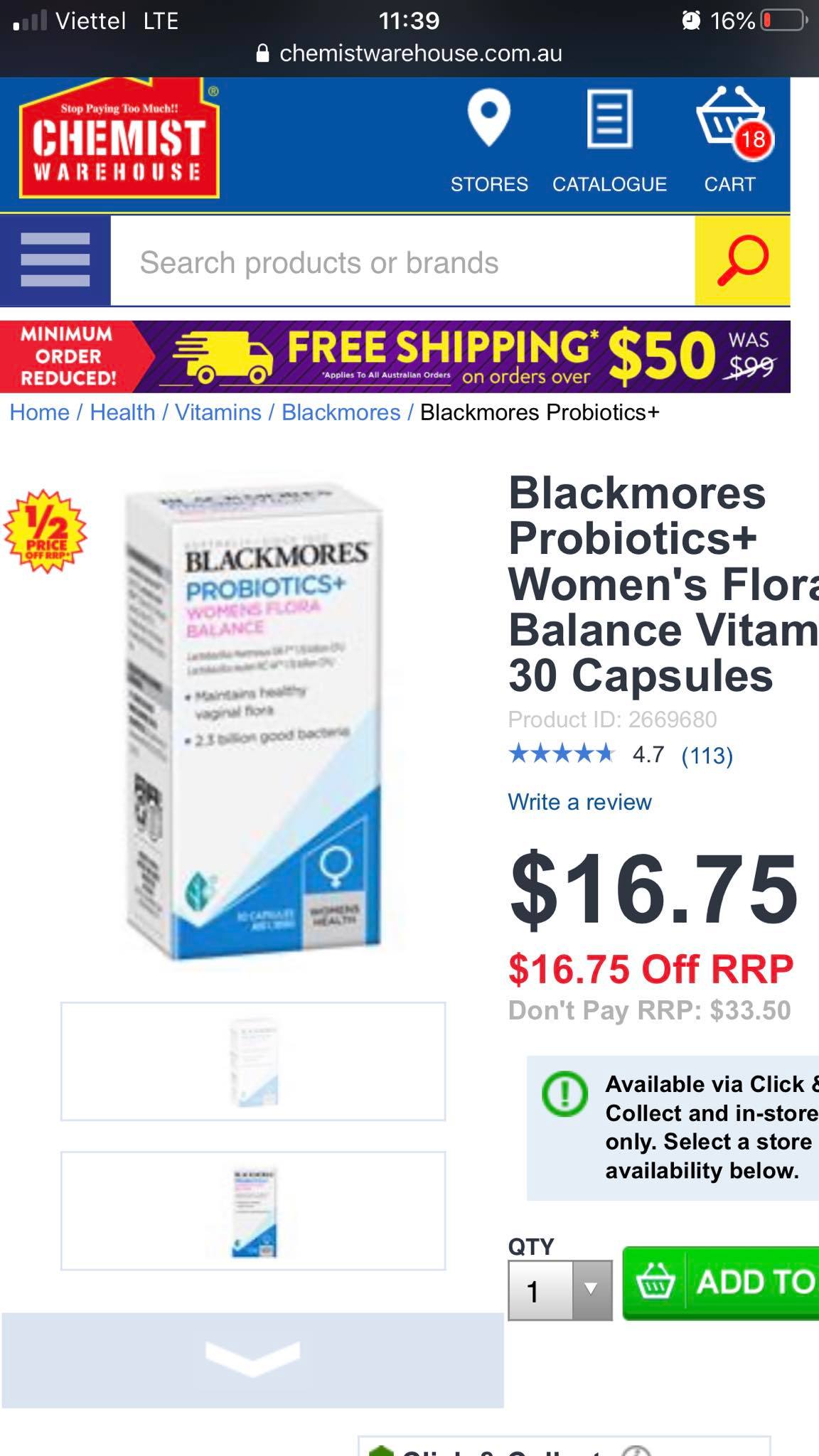 Blackmores Probiotics + Womens Flora Balance