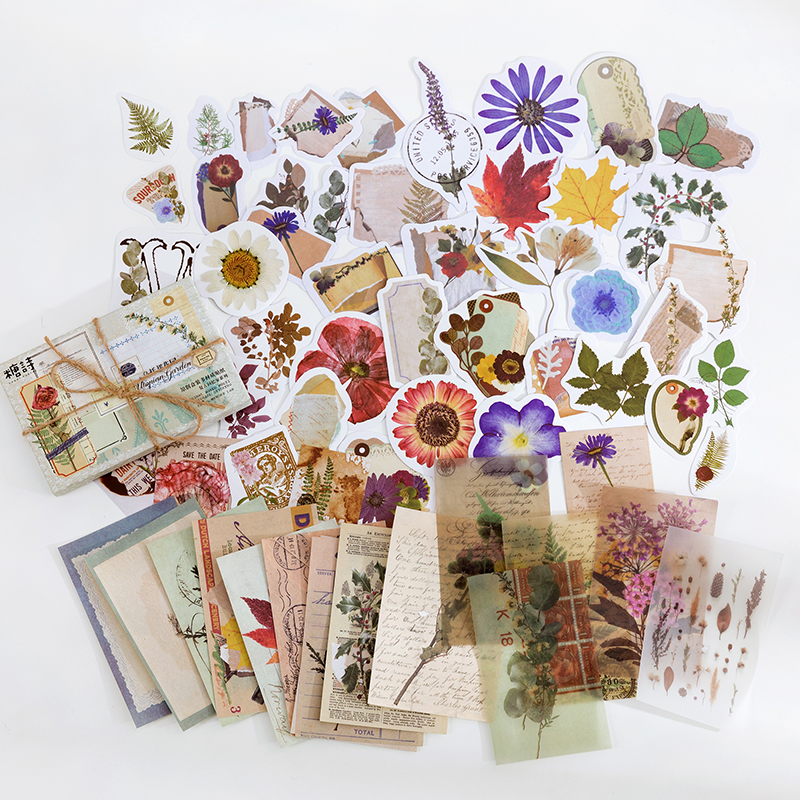Goefun Sticker Paper 【Limited stock】 Yoofun 60pcs/pack Multi-Material Sticker Pack Vintage ...