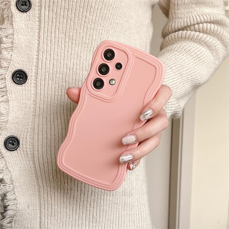 A 53 52s 32 Curly Wavy Liquid Silicone Case For Samsung Galaxy A52 A53 A13 A23 A54 A14 A73 A33 A72 A32 4g 5g Protect Soft Cover. 