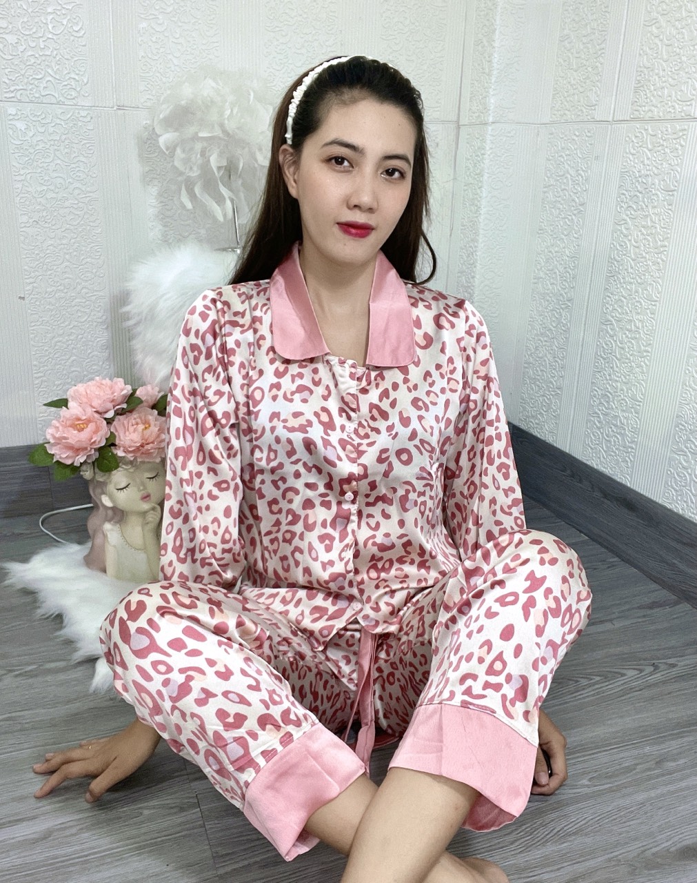 [VẢI SATIN] PIZAMA LỤA SATIN CỔ SEN TAY DÀI QUẦN DÀI