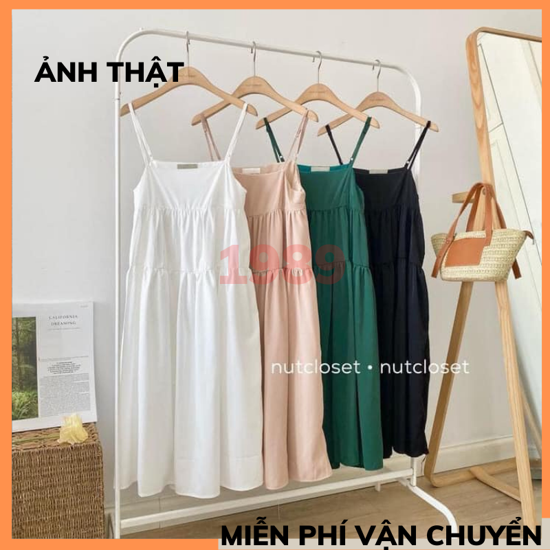 Đầm 2 dây tiểu thư dáng xòe, đầm 2 dây vải voan, đầm maxi dáng dài đi biển du lịch ,đầm maxi 2 dây suông MÂY2