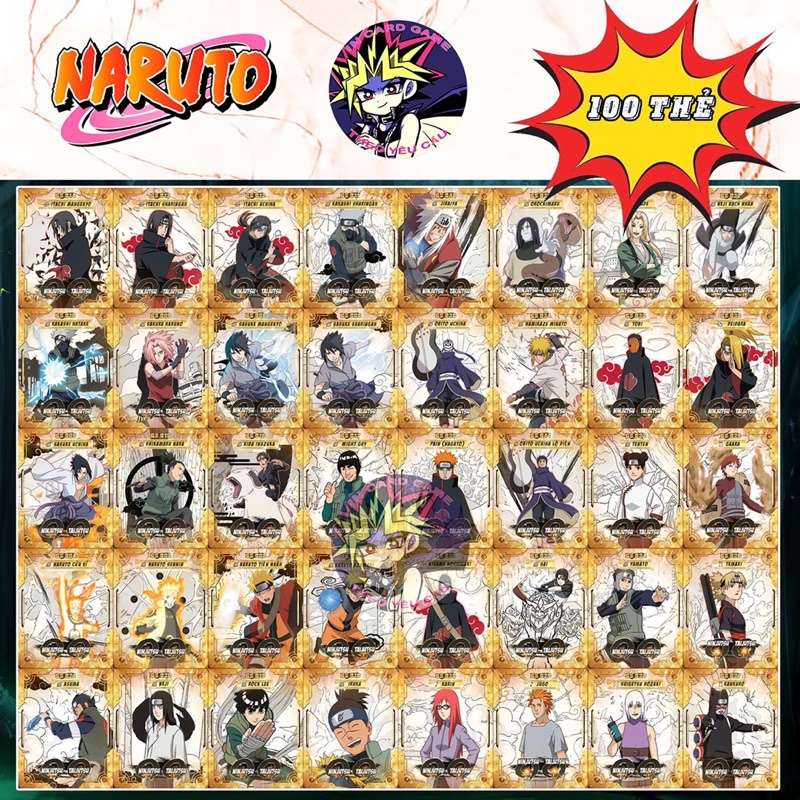 Bộ Thẻ Bài Toonies Naruto Shippuden 100 Thẻ (Kích Thước Thẻ Toonies).