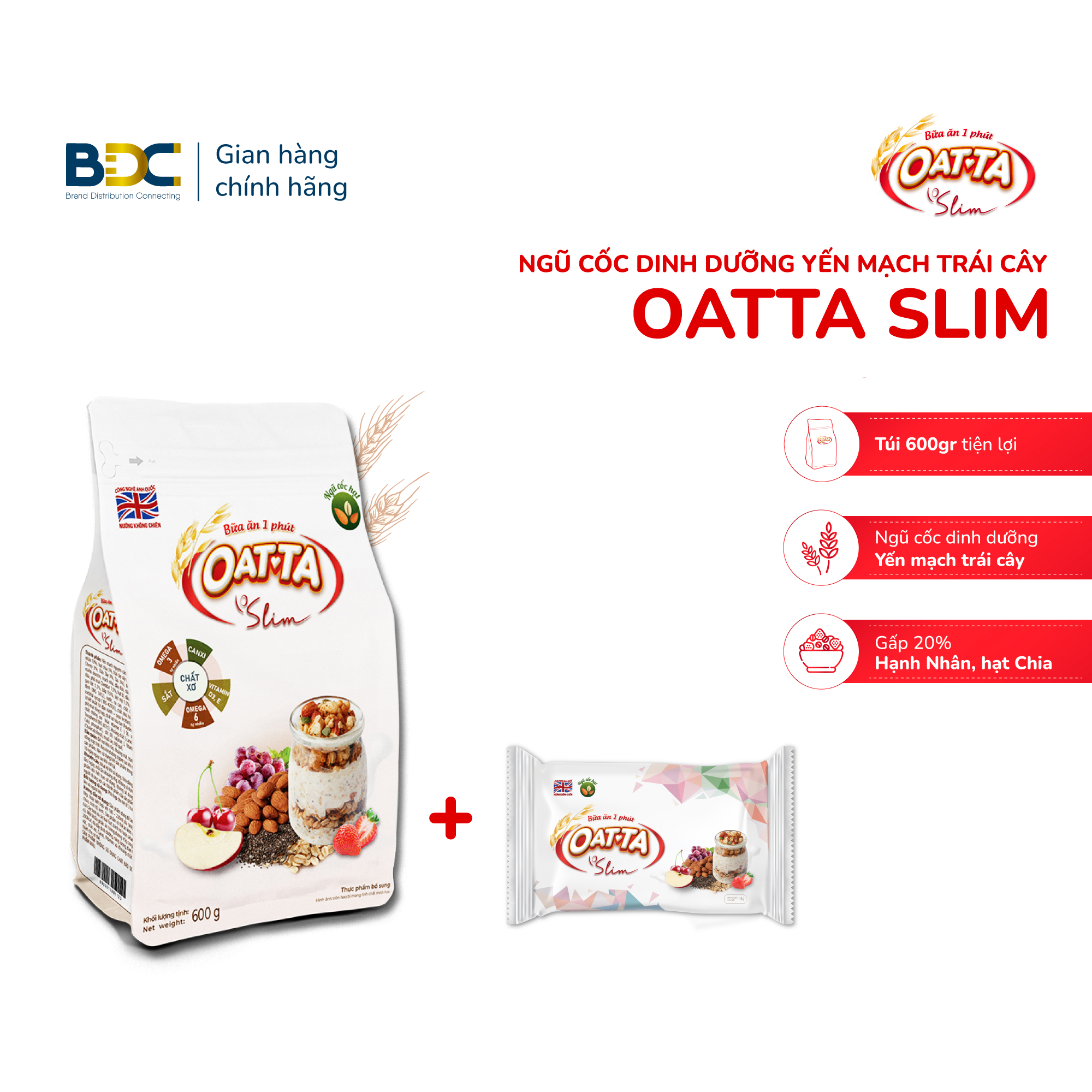 Ngũ cốc dinh dưỡng Yến mạch trái cây Oatta Slim