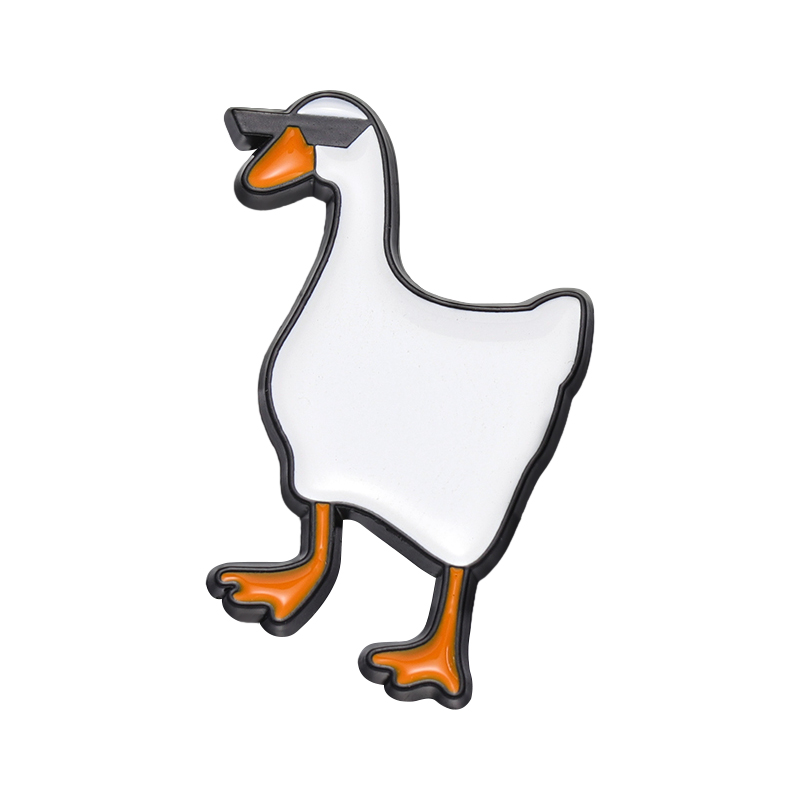 Cartoon Funny White Goose Enamel Brooch Bread Hammer Rose Sunglasses Lapel Pin Bag Accessories Badge Gift