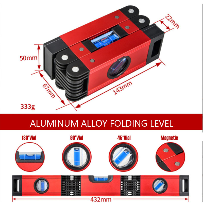 ZUOGUAN Woodworking tool level, multifunctional folding level, high-precision and multi angle architectural decoration corner measurement