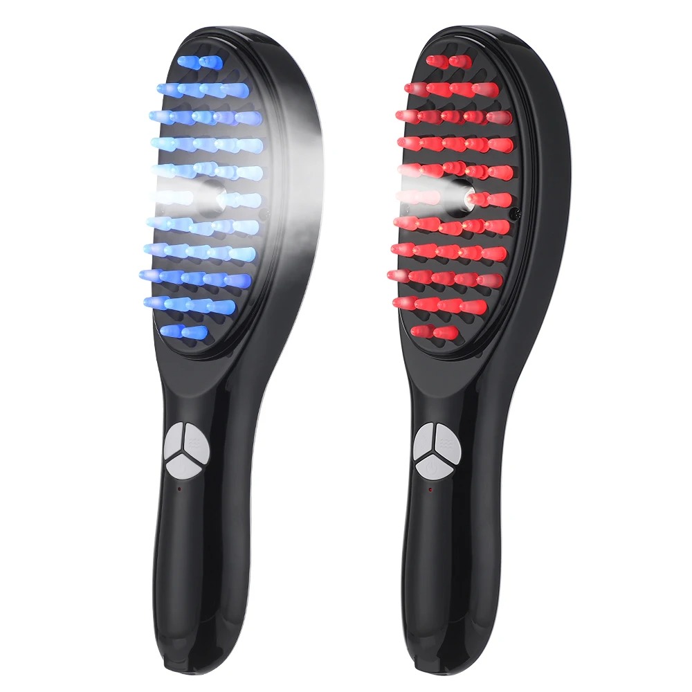 Electric Head Massager Red Blue Light Comb Therapy for Hair Growth Oil ...