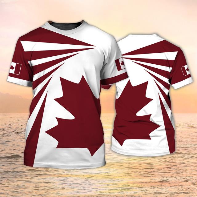 Men's T-Shirts Fashion 3D Printed Canada Maple Leaf Flag Tees Casual O-neck Summer Short Sleeve Tops Oversized T Shirts Clothing