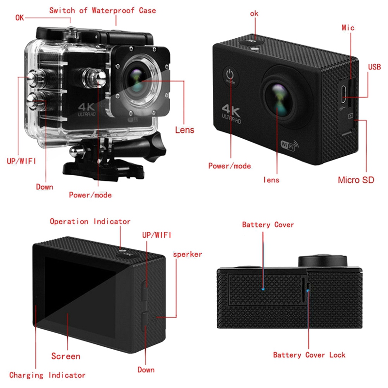 Sj9000 wifi 4k 1080p ultra hd sports action camera dvr cam camcorder - ảnh sản phẩm 6