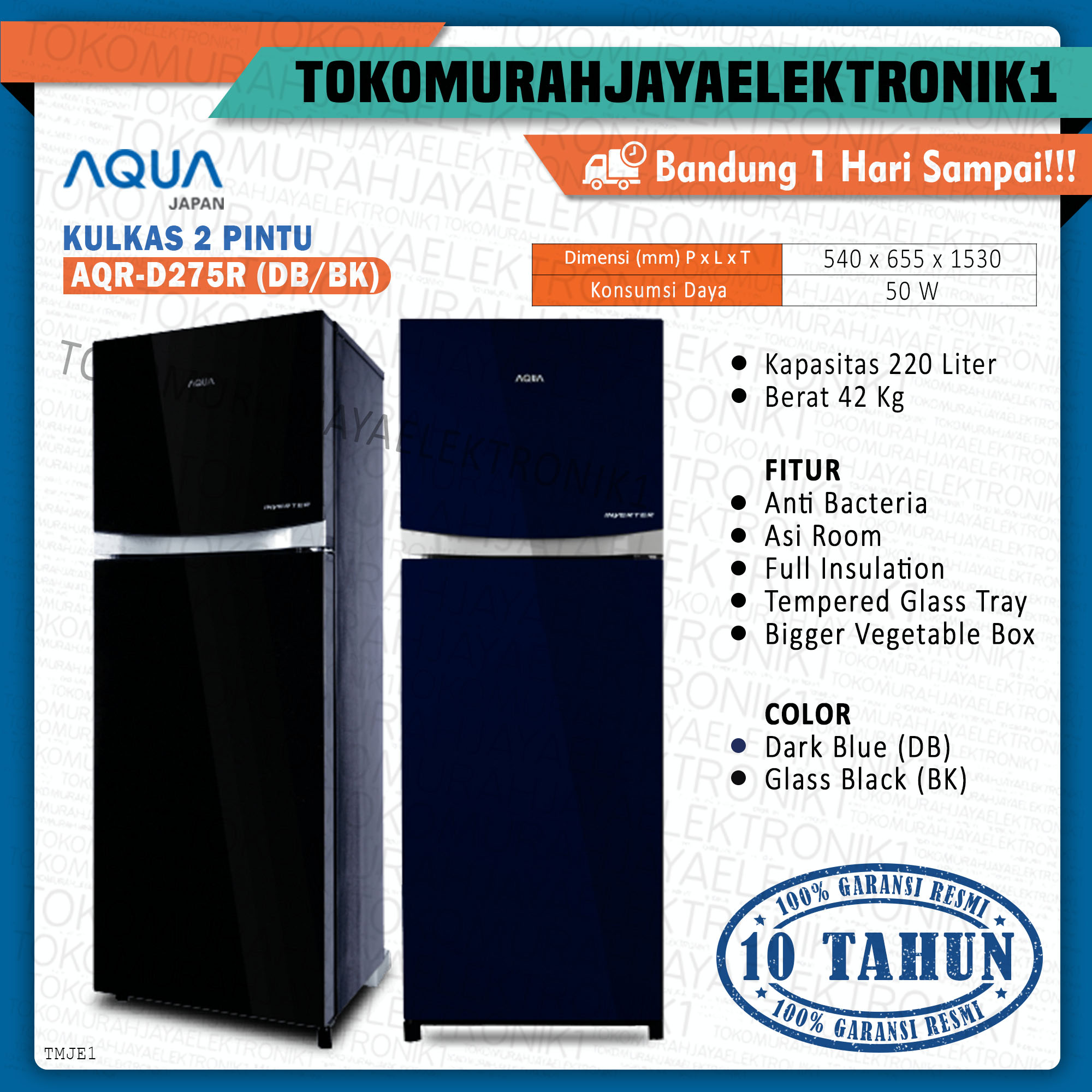 KULKAS AQUA 2 PINTU INVERTER SANYO JAPAN BERGARANSI RESMI KHUSUS