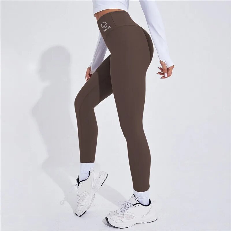 Solid Seamless Leggings With Pocket Women Soft Workout Tights