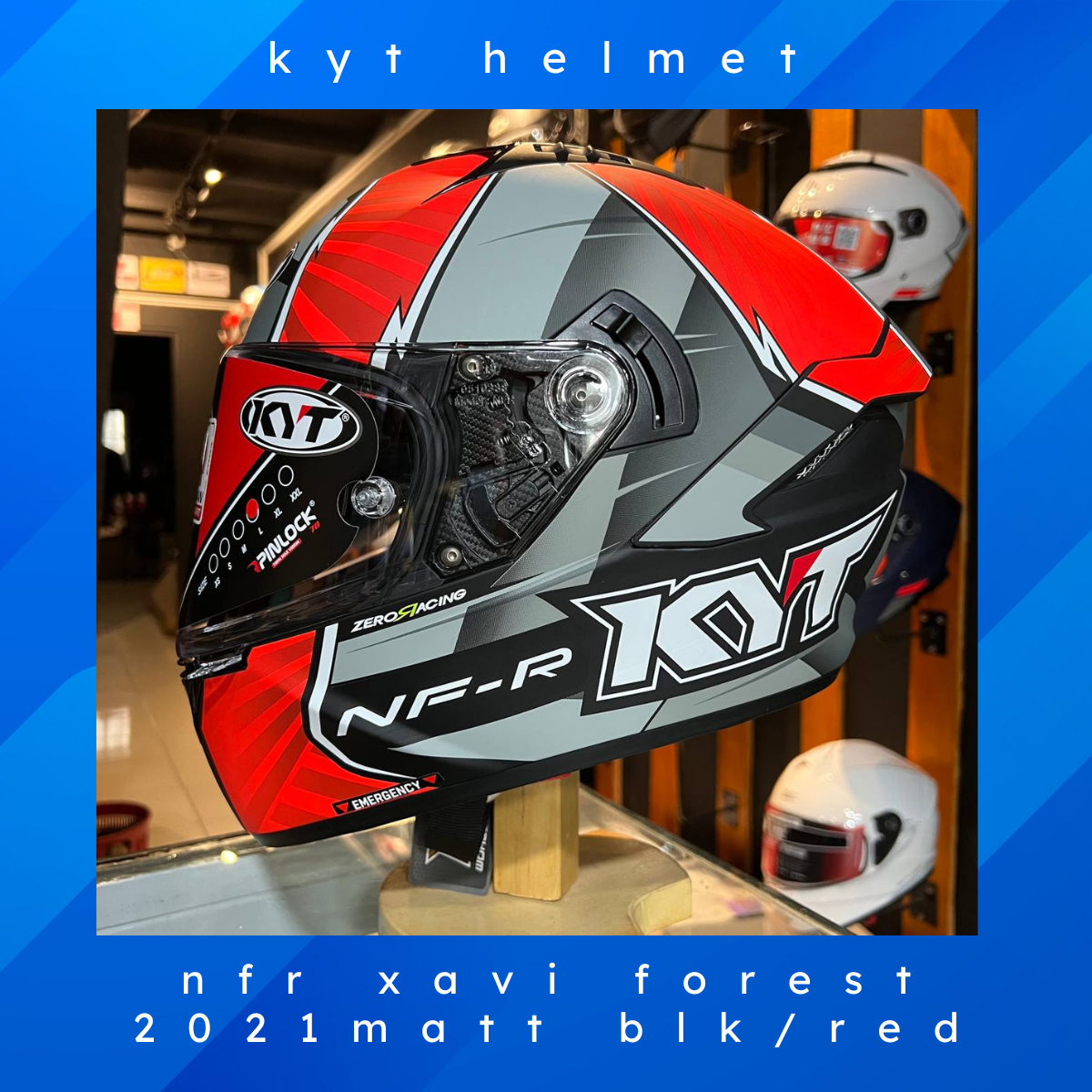 KYT NFR xavi forest 2021 black red matt finish otoklasiko Full